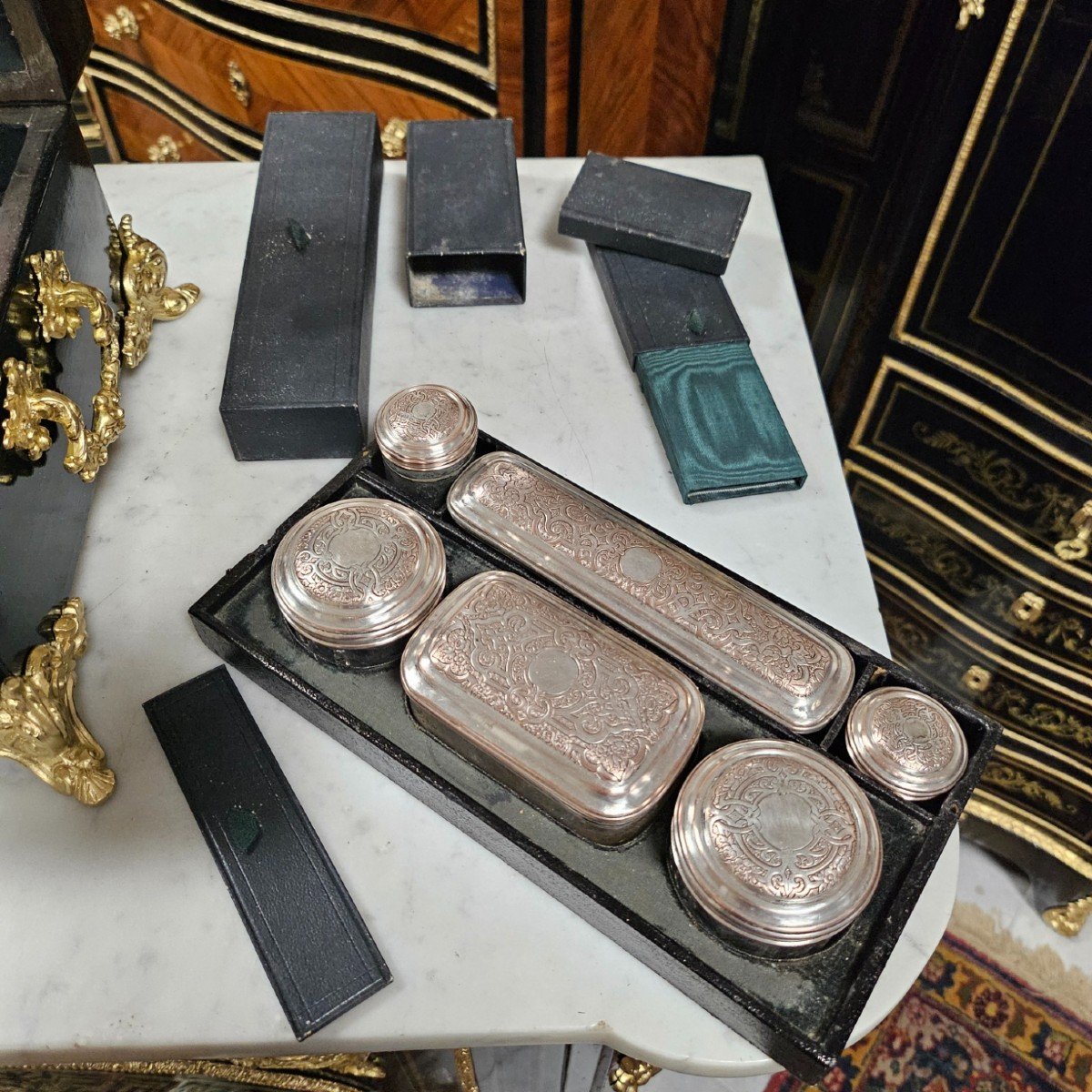 Coffret De Toilette En Marqueterie Boulle Signé Sormani époque Napoléon III Napoleon 3-photo-2