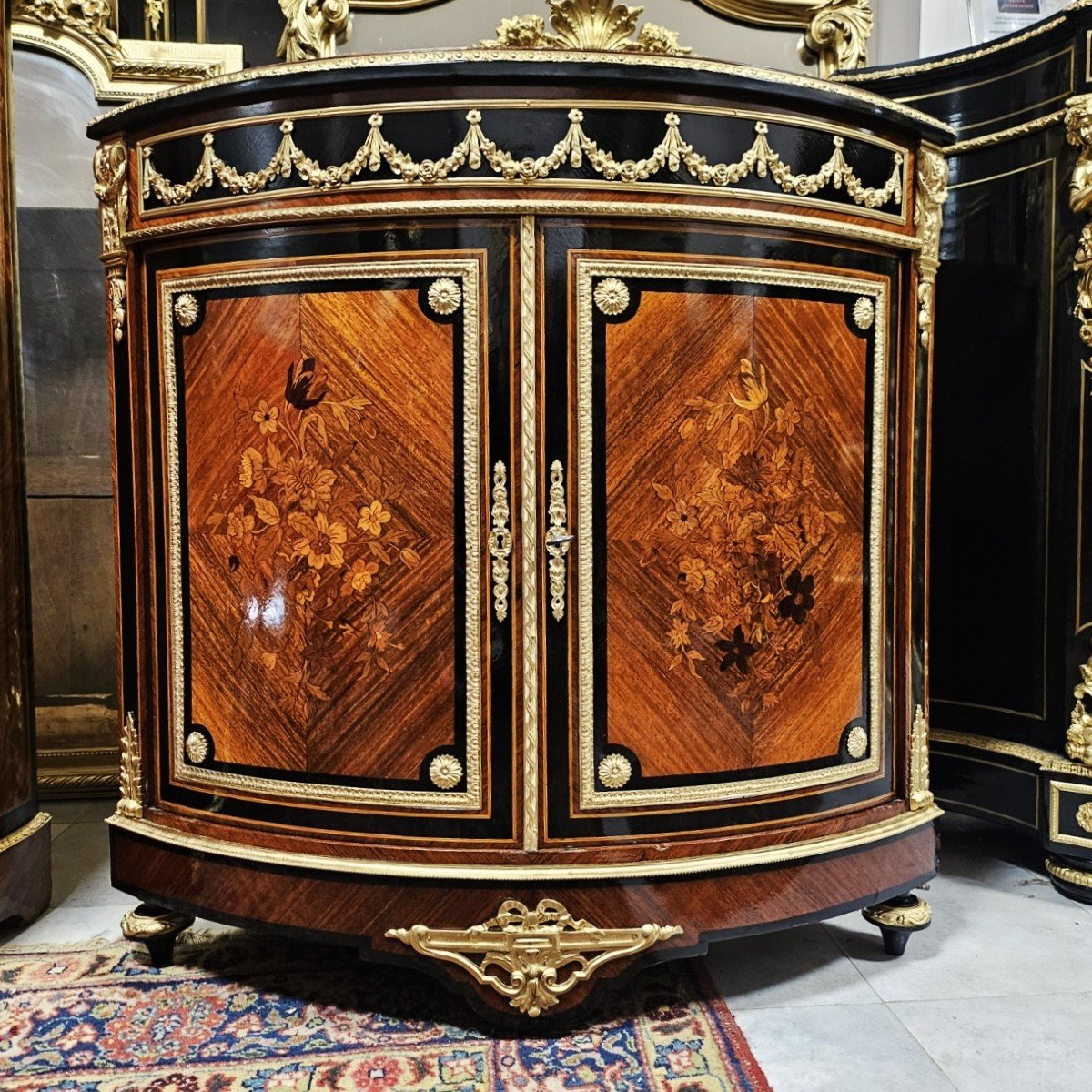 Rare Encoignure 2 Portes  Marqueterie Boulle époque Napoléon III Napoleon 3 Estampillée Diehl-photo-1