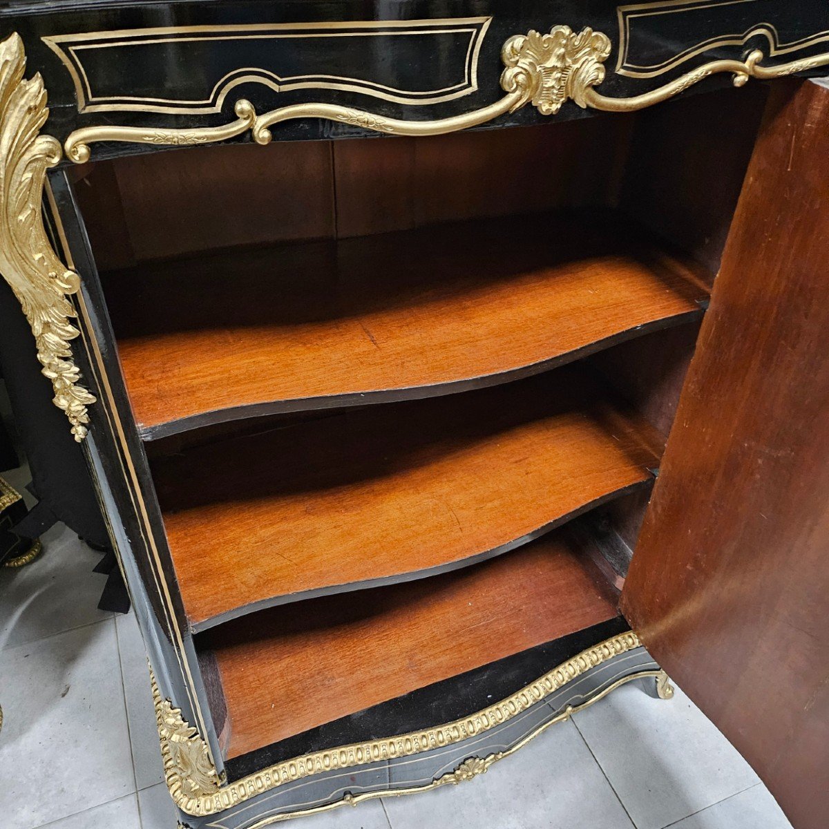 rare Meuble d'Appui En Marqueterie Boulle estampillé LEYS époque Napoléon III Napoleon 3-photo-1