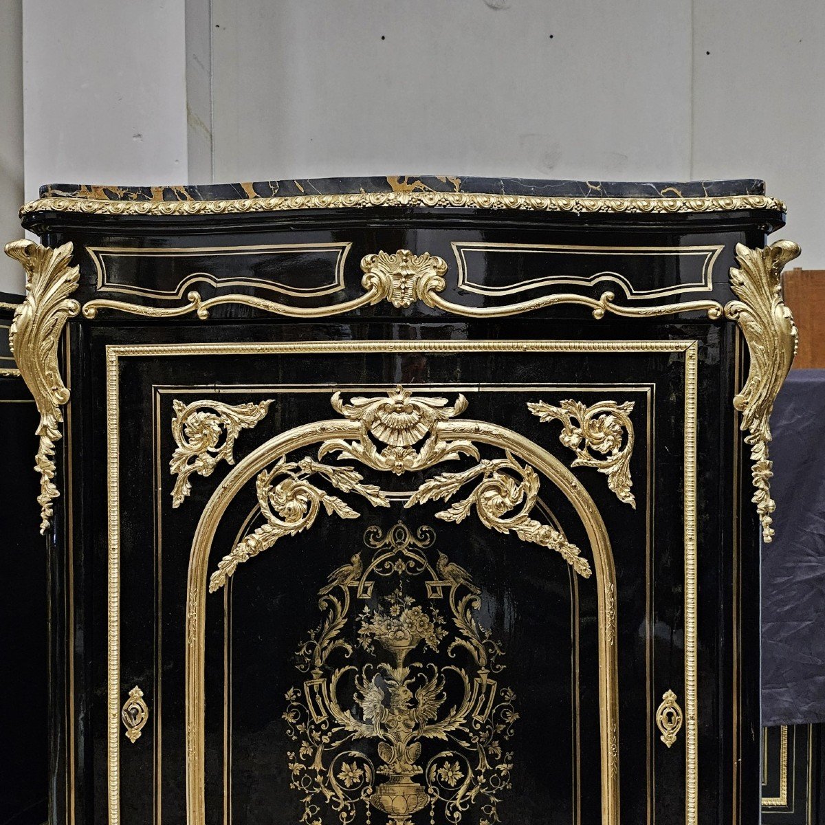 rare Meuble d'Appui En Marqueterie Boulle estampillé LEYS époque Napoléon III Napoleon 3-photo-7