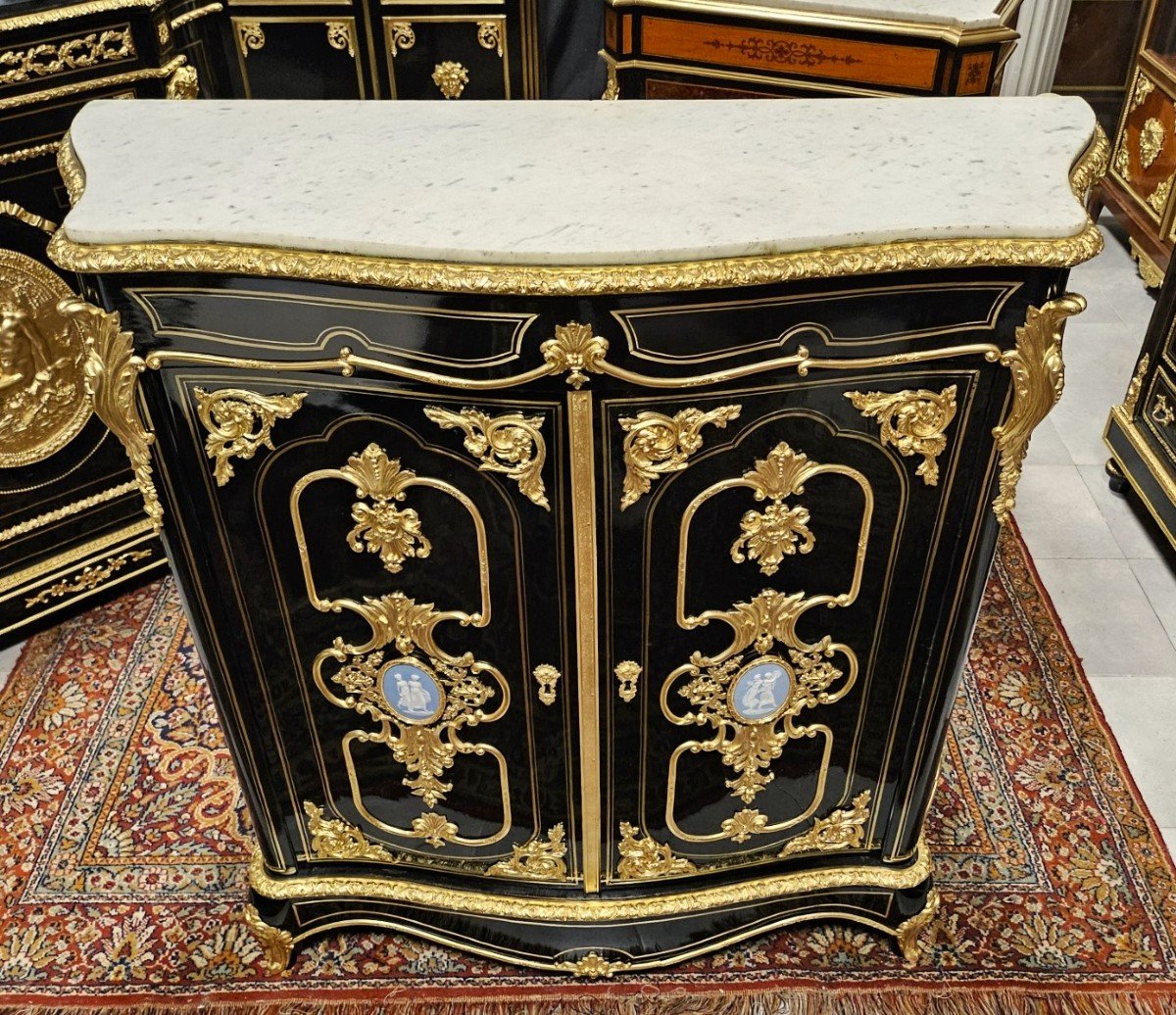 Rare Two-door Sideboard Boulle Marquetry Napoleon III Period Napoleon 3-photo-2