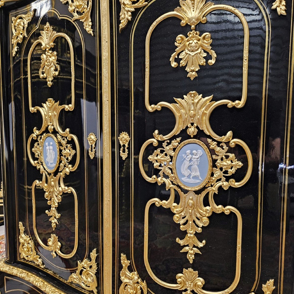 Rare Two-door Sideboard Boulle Marquetry Napoleon III Period Napoleon 3-photo-4
