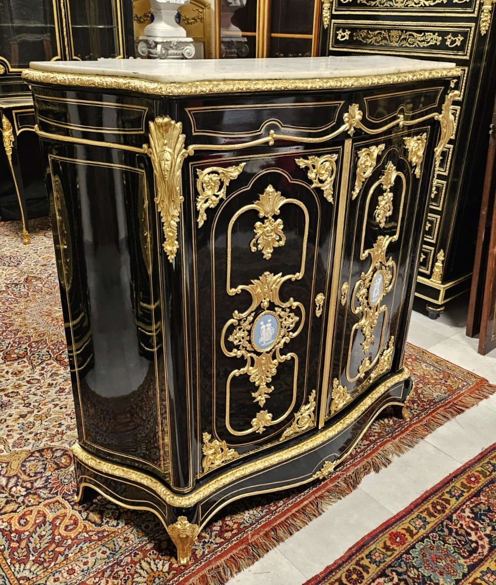 Rare Two-door Sideboard Boulle Marquetry Napoleon III Period Napoleon 3-photo-6