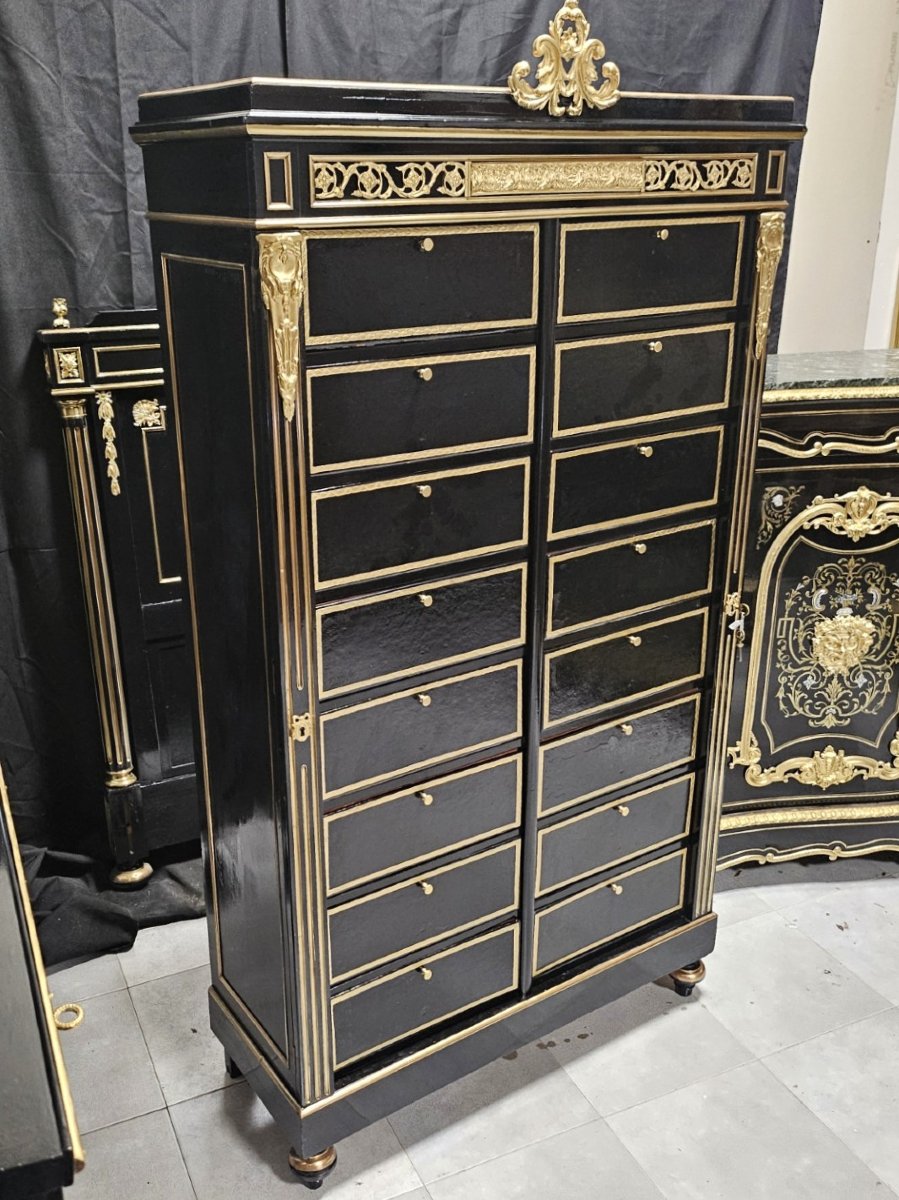 Rare Notary's Box From The Napoleon III Napoleon 3 Boulle Period-photo-4