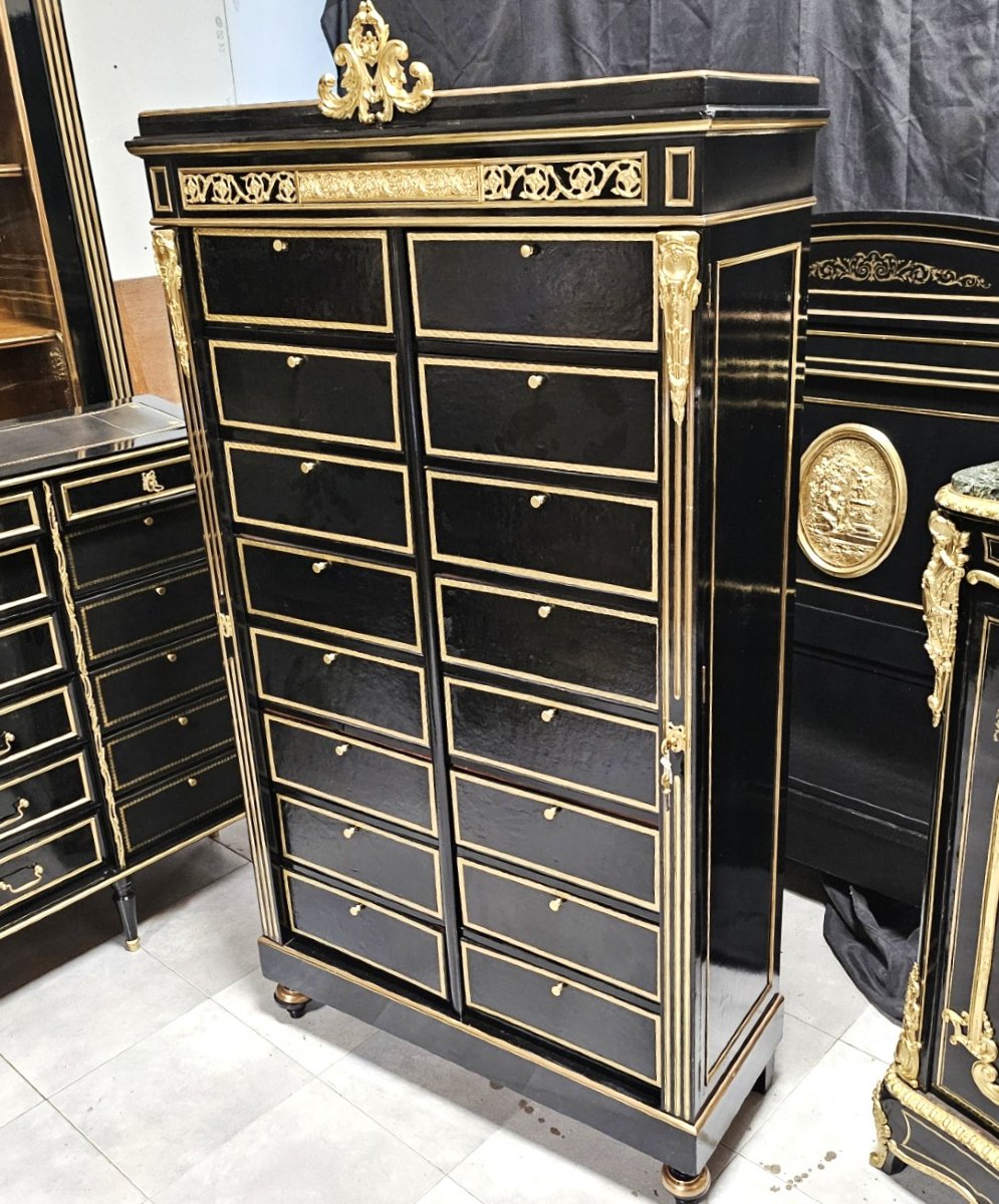 Rare Notary's Box From The Napoleon III Napoleon 3 Boulle Period-photo-5