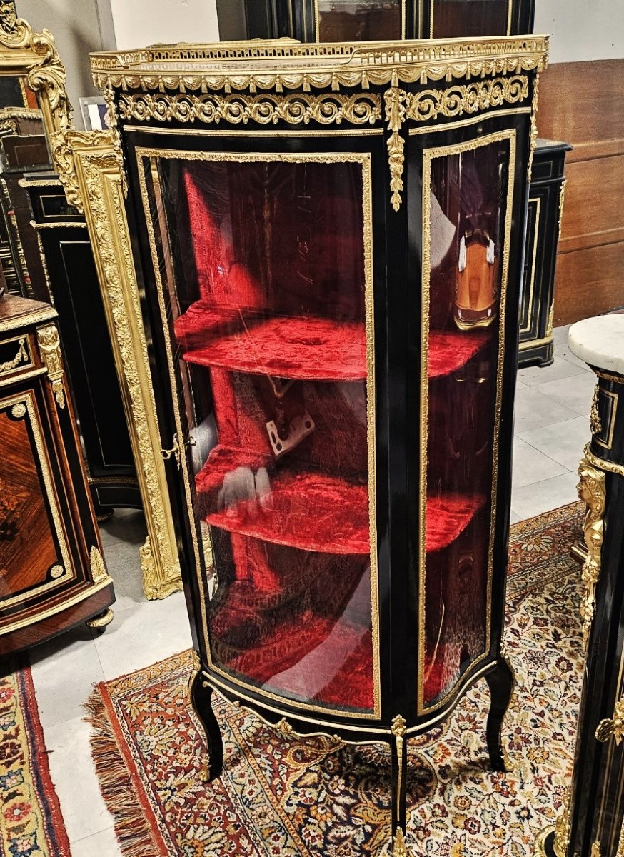 vitrine à collection avec ornementation de bronzes ,  époque Napoléon III napoleon 3 boulle-photo-4
