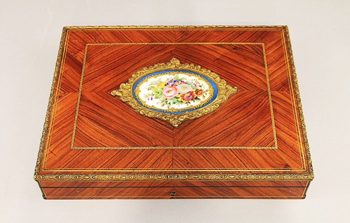 Rare Boulle Marquetry Game Box With Sèvres Medallion, Napoleon III Period (napoleon III)