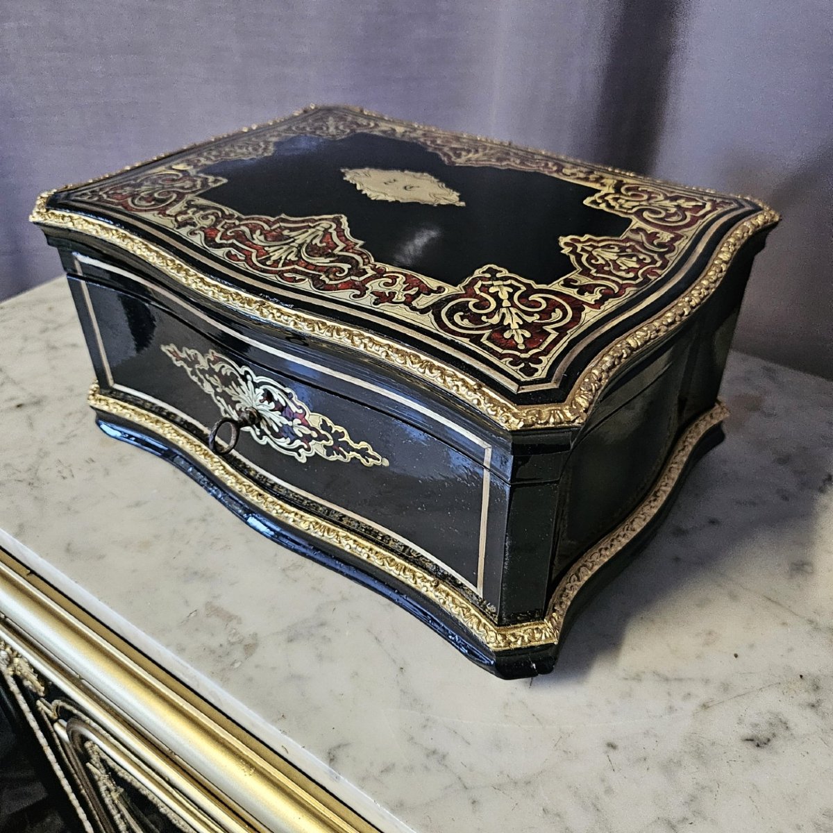 coffret d'apparat signé TAHAN en marqueterie boulle d'époque Napoléon III napoleon 3-photo-3