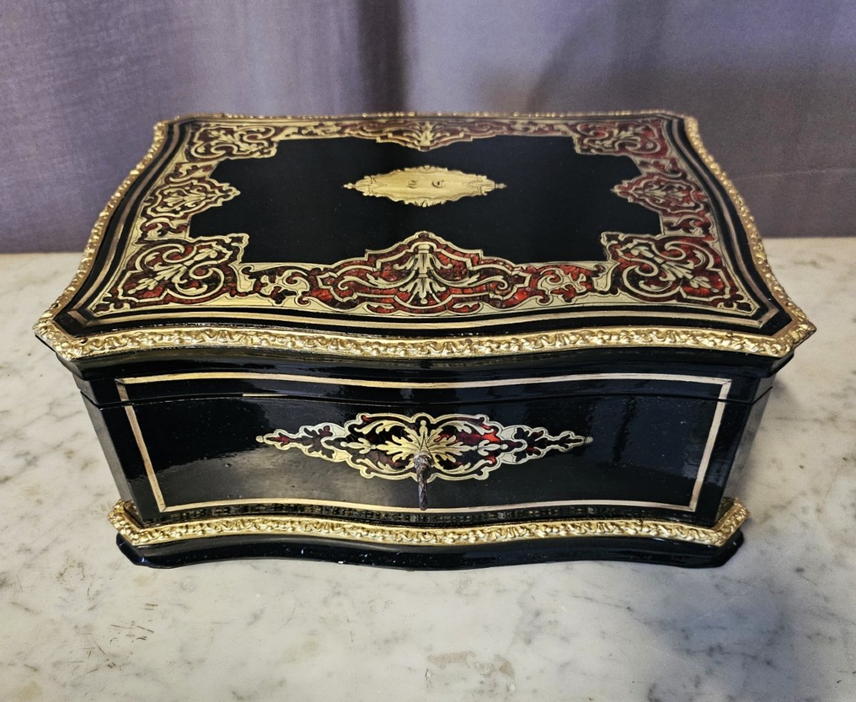 coffret d'apparat signé TAHAN en marqueterie boulle d'époque Napoléon III napoleon 3-photo-4