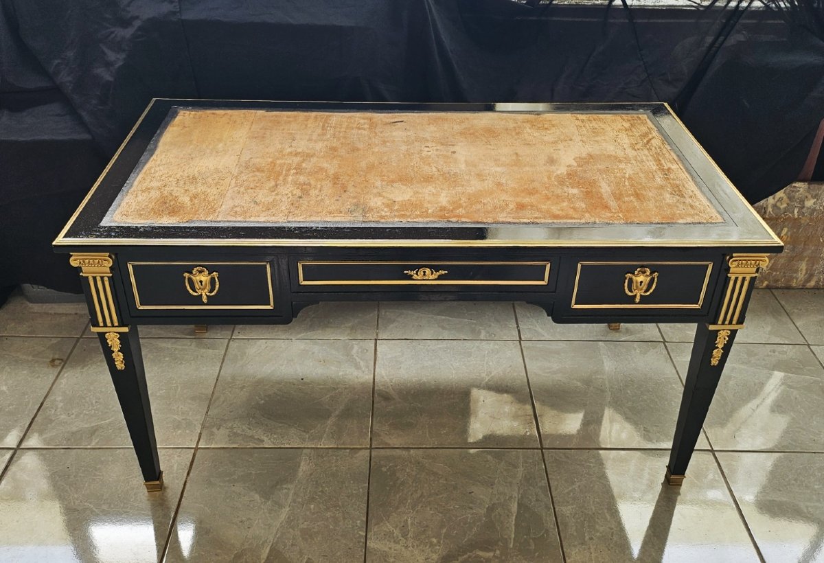 Double-sided Flat Desk With Pull-out Drawers, Adorned With Gilt Bronze Mounts, Napoleon III/napoleon III Boulle Period-photo-4