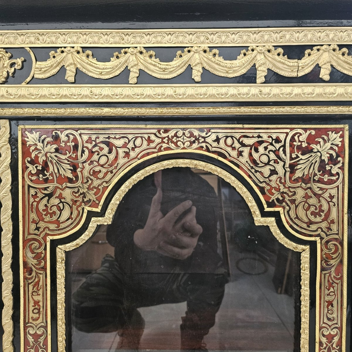 Two-door Display Cabinet Stamped Diehl In Boulle Marquetry Napoleon III Period Napoleon 3-photo-3