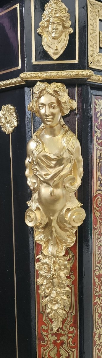 Two-door Display Cabinet Stamped Diehl In Boulle Marquetry Napoleon III Period Napoleon 3-photo-2