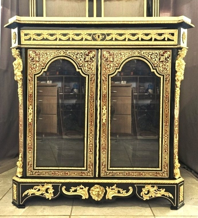 Two-door Display Cabinet Stamped Diehl In Boulle Marquetry Napoleon III Period Napoleon 3