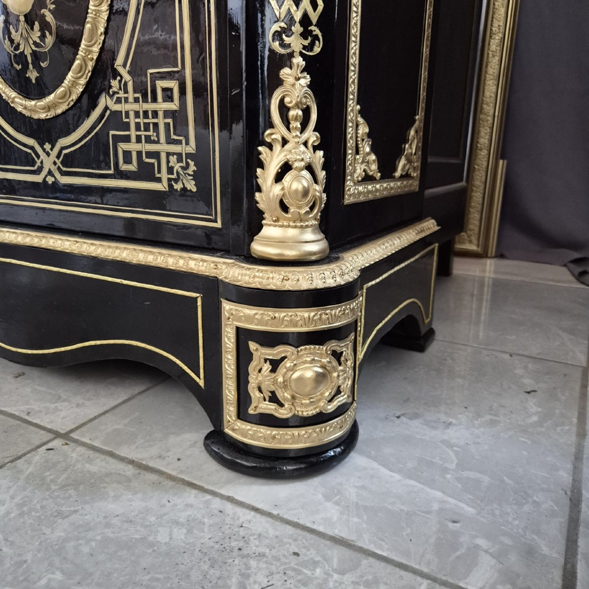 grand meuble d'appui deux portes en marqueterie boulle d'époque Napoléon III napoleon 3-photo-1