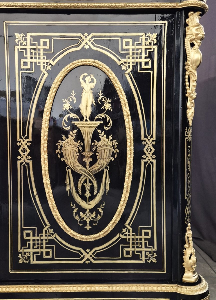 grand meuble d'appui deux portes en marqueterie boulle d'époque Napoléon III napoleon 3-photo-3