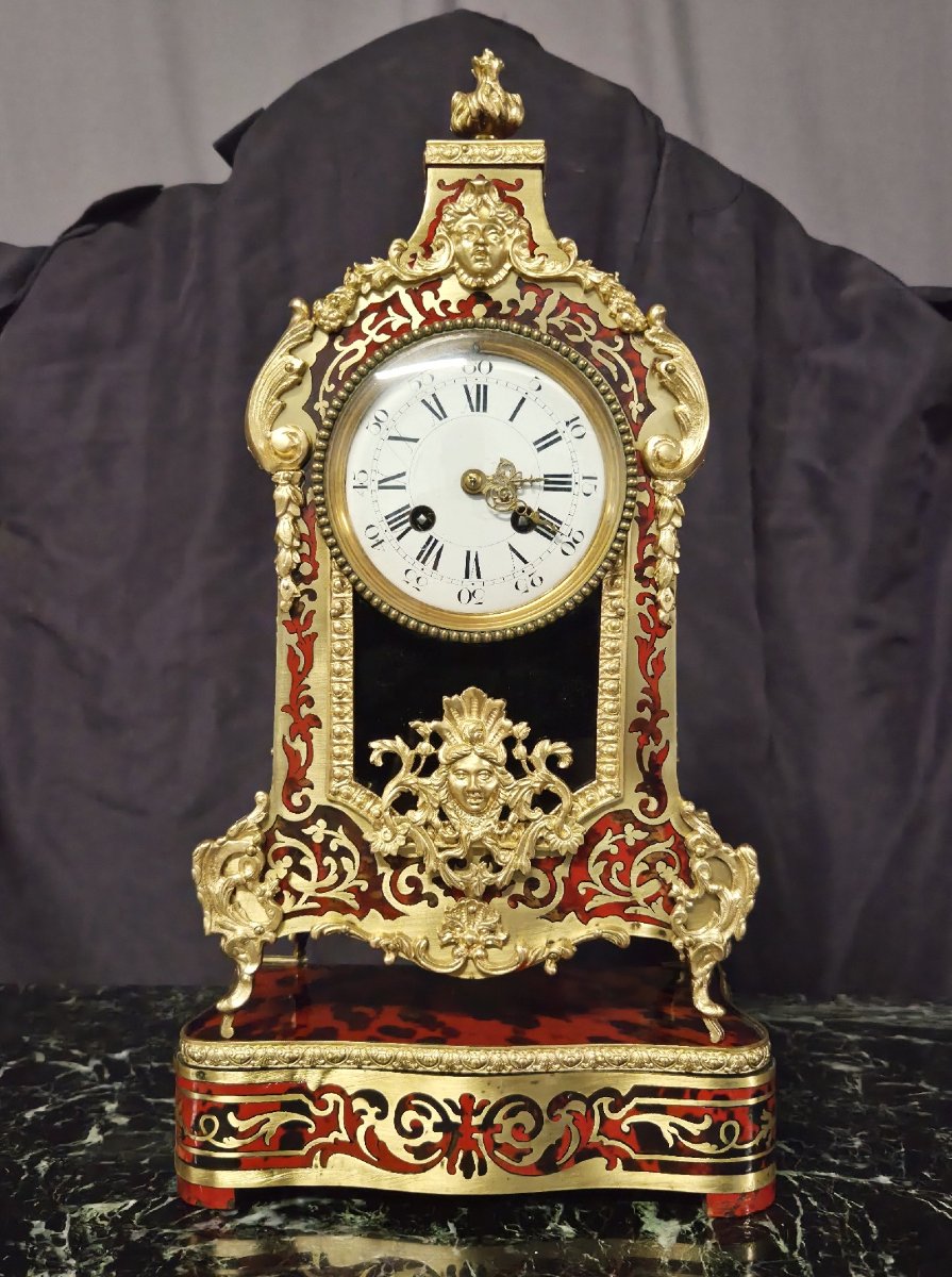 Cartel Clock In Marquetry Boulle Napoleon III Period Napoleon 3-photo-4