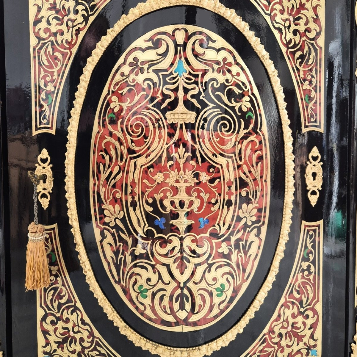 Curved Piece Of Furniture In Multicolored Boulle Marquetry Napoleon III Period Napoleon 3-photo-3