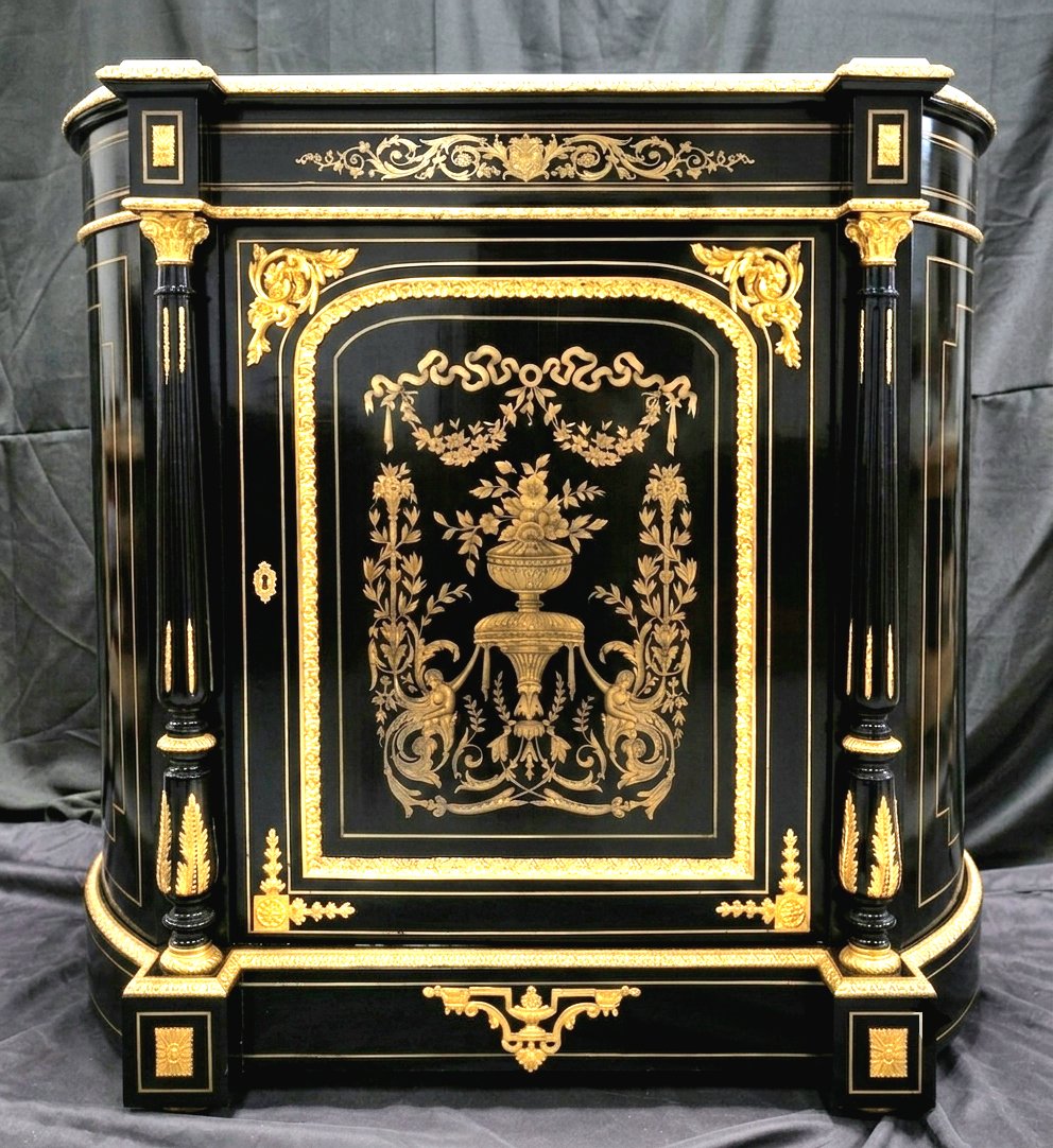 Napoleon III Period Boulle Marquetry Curved Support Cabinet With Detached Columns Napoleon 3