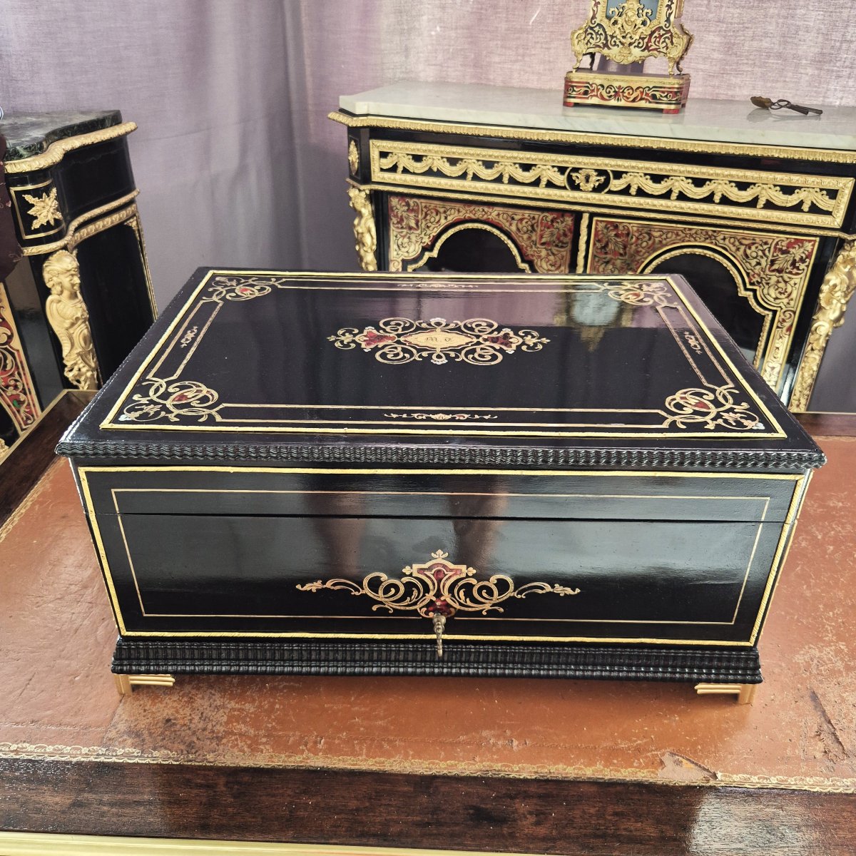 Very Large Cabinet Or Box With Boulle Marquetry From The Napoleon III Era-photo-2