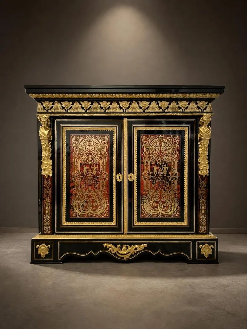 Two-door Sideboard With Boulle Marquetry, Stamped "diehl," From The Napoleon III Era-photo-2