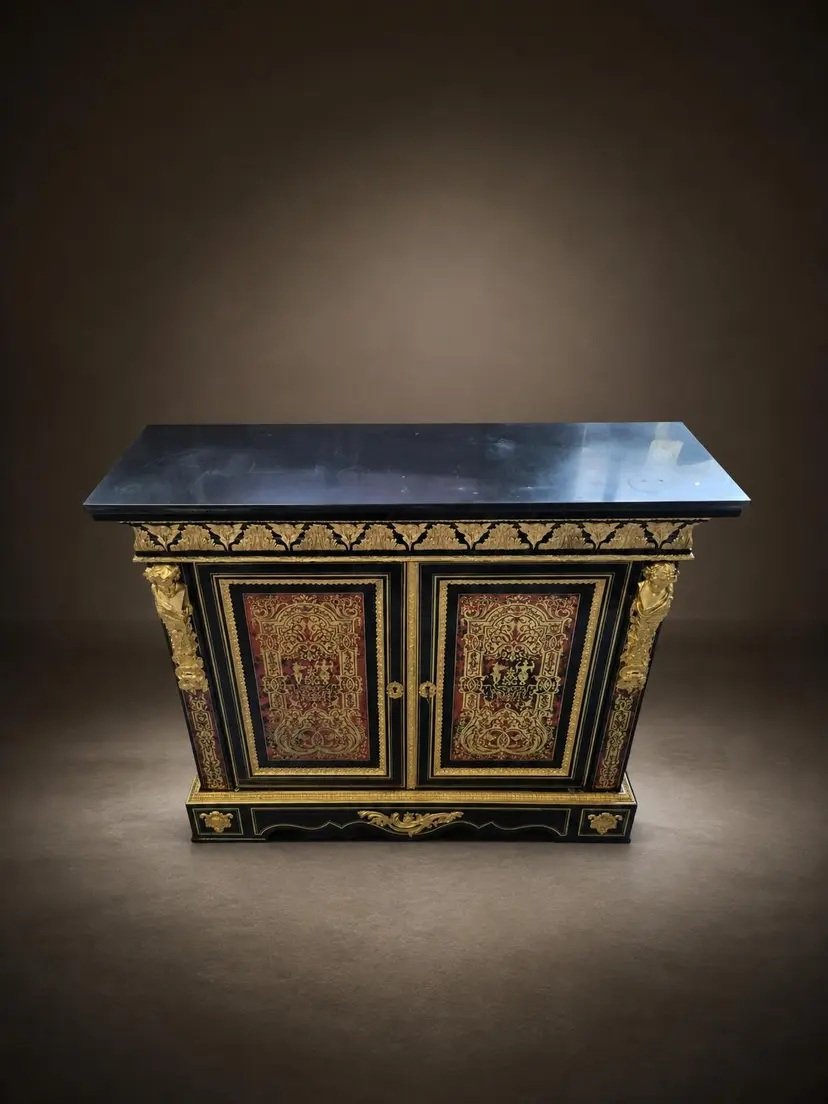 Two-door Sideboard With Boulle Marquetry, Stamped "diehl," From The Napoleon III Era-photo-3