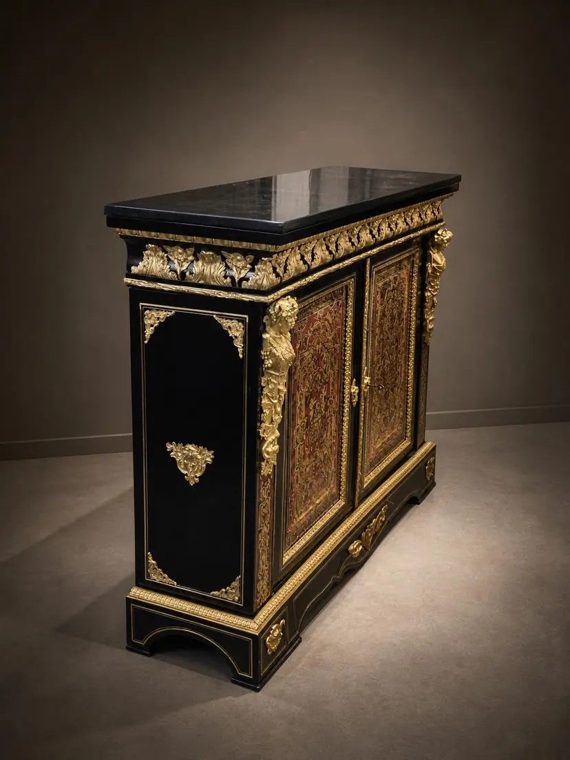 Two-door Sideboard With Boulle Marquetry, Stamped "diehl," From The Napoleon III Era-photo-1