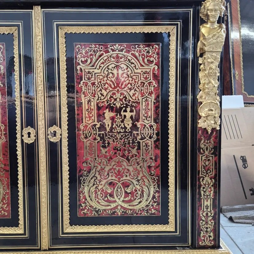 Two-door Sideboard With Boulle Marquetry, Stamped "diehl," From The Napoleon III Era-photo-2