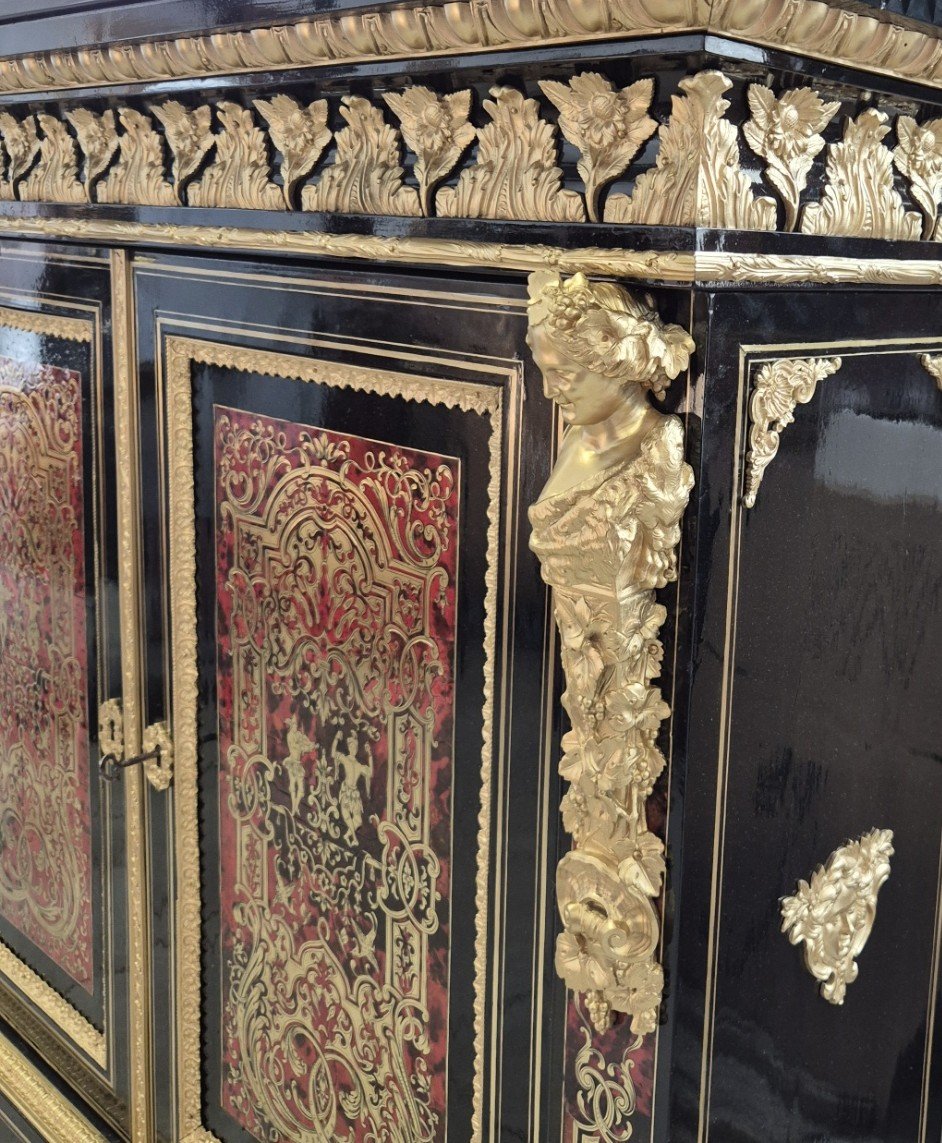 Two-door Sideboard With Boulle Marquetry, Stamped "diehl," From The Napoleon III Era-photo-5