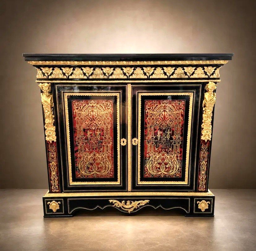 Two-door Sideboard With Boulle Marquetry, Stamped "diehl," From The Napoleon III Era