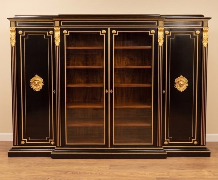 Large, Low, 4-door Display Cabinet With Boulle Marquetry From The Napoleon III Era