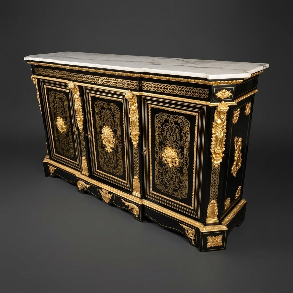 Large Three-door Napoleon III Sideboard With Boulle Marquetry-photo-3