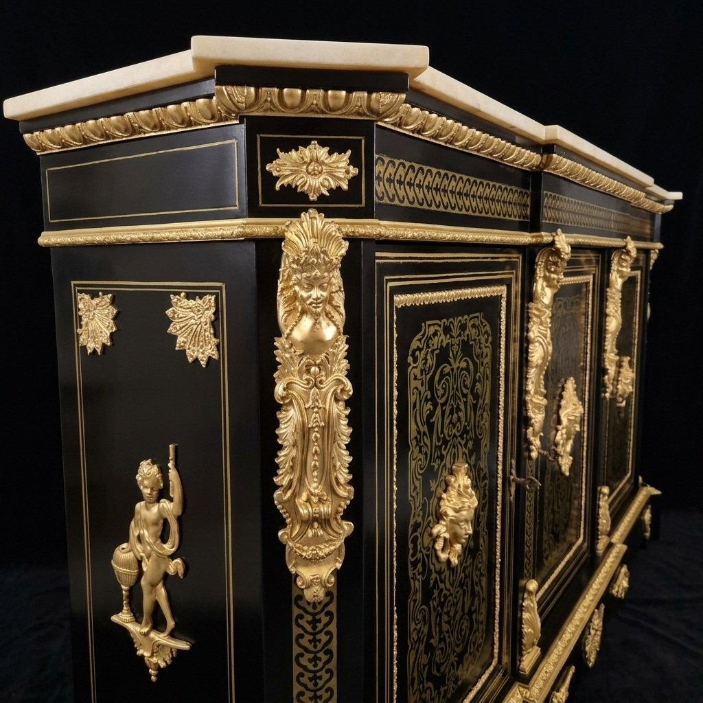 Large Three-door Napoleon III Sideboard With Boulle Marquetry-photo-6