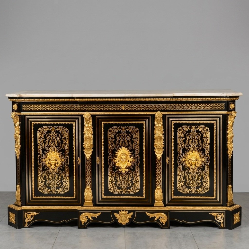 Large Three-door Napoleon III Sideboard With Boulle Marquetry