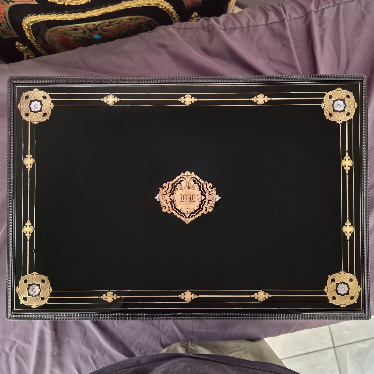 Large Shawl Chest With Boulle Marquetry, Signed "th."; From The Napoleonic III Period (napoleon III)-photo-2