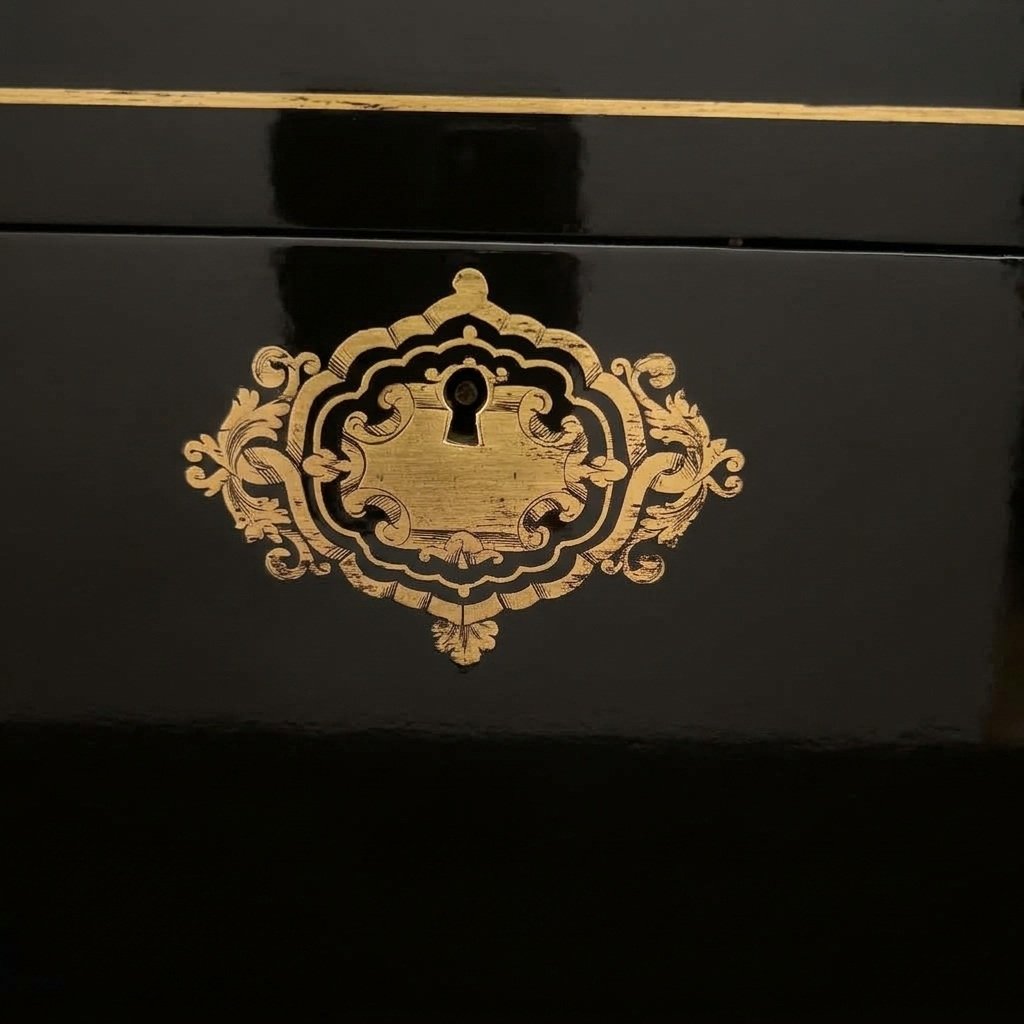 Large Shawl Chest With Boulle Marquetry, Signed "th."; From The Napoleonic III Period (napoleon III)-photo-2
