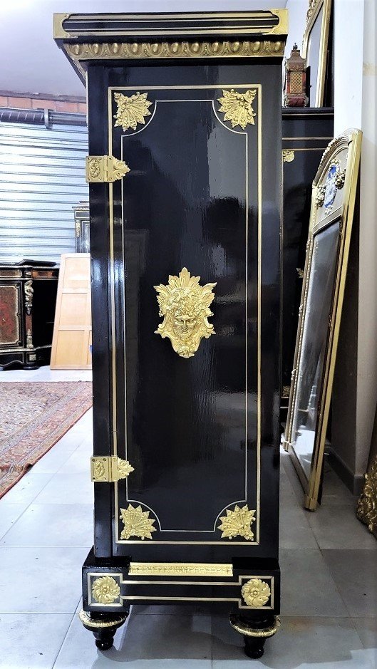 Grand Meuble d'Appui Ou Armoire Basse Signée Befort Marqueterie Boulle Napoléon III Napoleon 3-photo-2