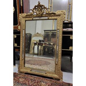 Grand Miroir Ou Glace En Bois Doré Et Stuc époque Napoléon III Napoleon 3