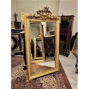 Large Mirror Or Mirror In Golden Wood And Stucco Napoleon III Period Napoleon 3