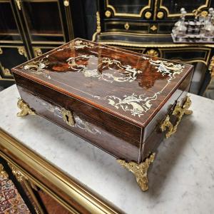 Large Rosewood Box In Boulle Marquetry 4 Materials Napoleon III Period Napoleon 3