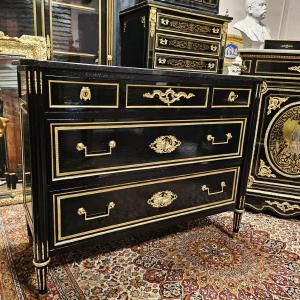 Rare Napoleon III Period Chest Of Drawers With Gilded Bronze Ornamentation - Napoleon 3 Boulle