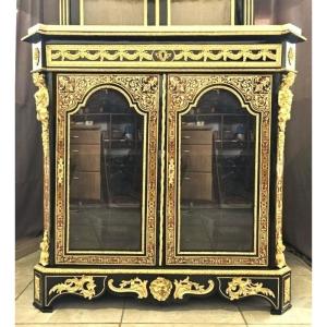 Two-door Display Cabinet Stamped Diehl In Boulle Marquetry Napoleon III Period Napoleon 3