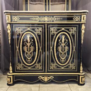 Napoleon III Period Napoleon 3 Large Two-door Boulle Marquetry Support Cabinet