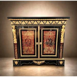 meuble d'appui deux portes marqueterie boulle estampillé Diehl époque Napoléon III napoleon 3