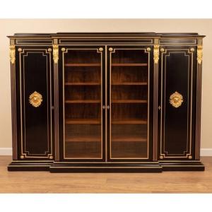 grande armoire basse 4 portes faisant vitrine marqueterie boulle époque Napoléon III napoleon 3