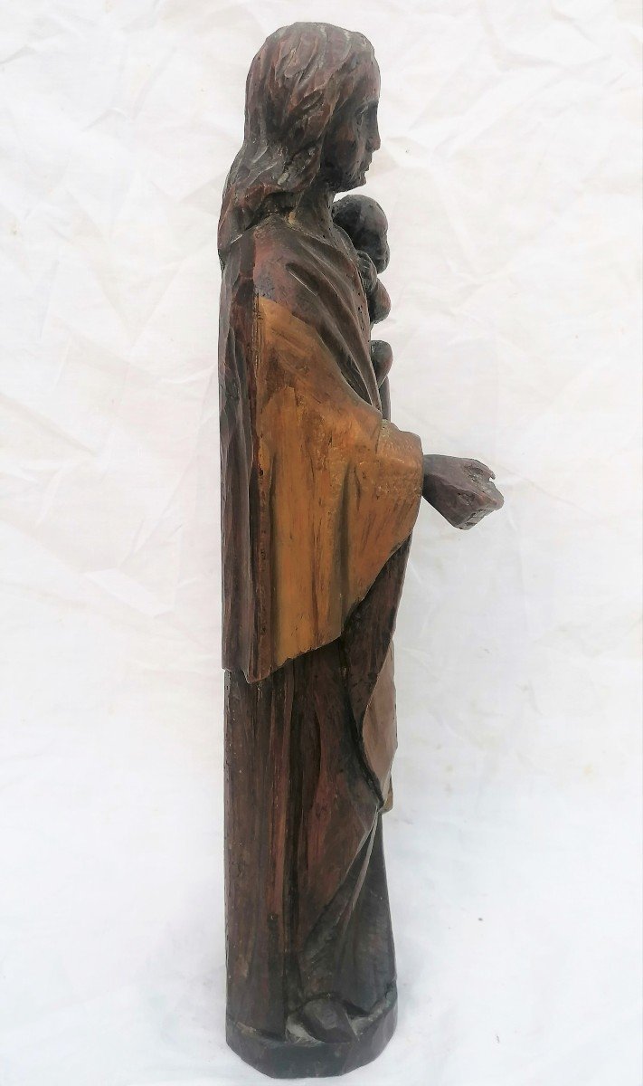 Virgin And Child In Carved Wood XVIIIth 40 Cm-photo-2