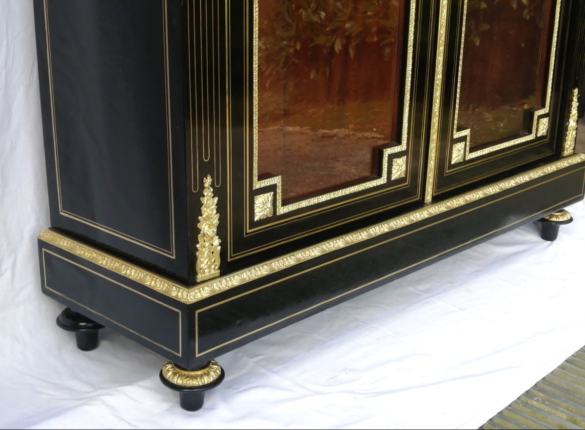 Large Showcase Wedding Library With 2 Doors Boulle Marquetry Napoleon Napoleon III-photo-3