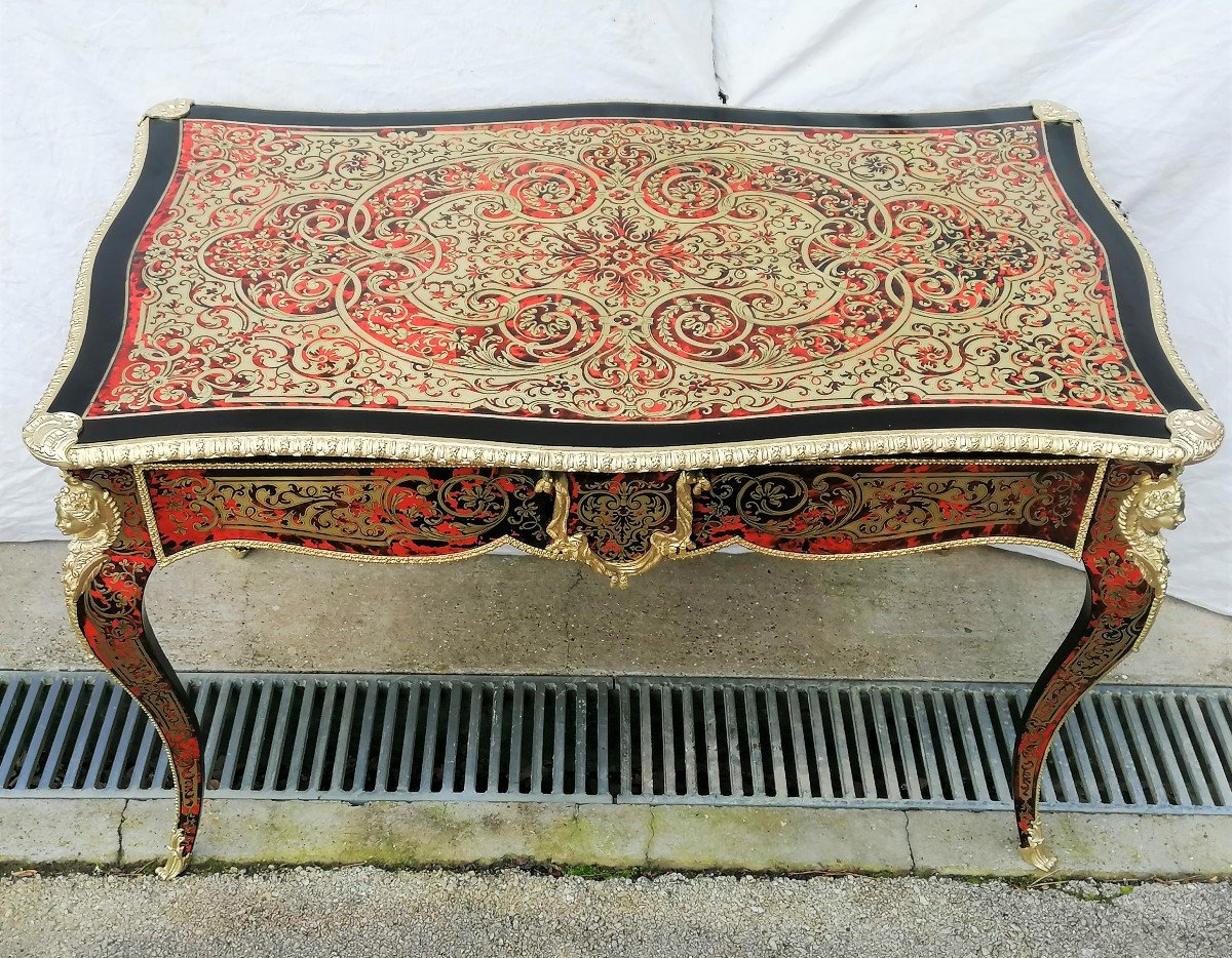 Louis XV Style Desk Boulle Marquetry Napoleon Napoleon III-photo-4