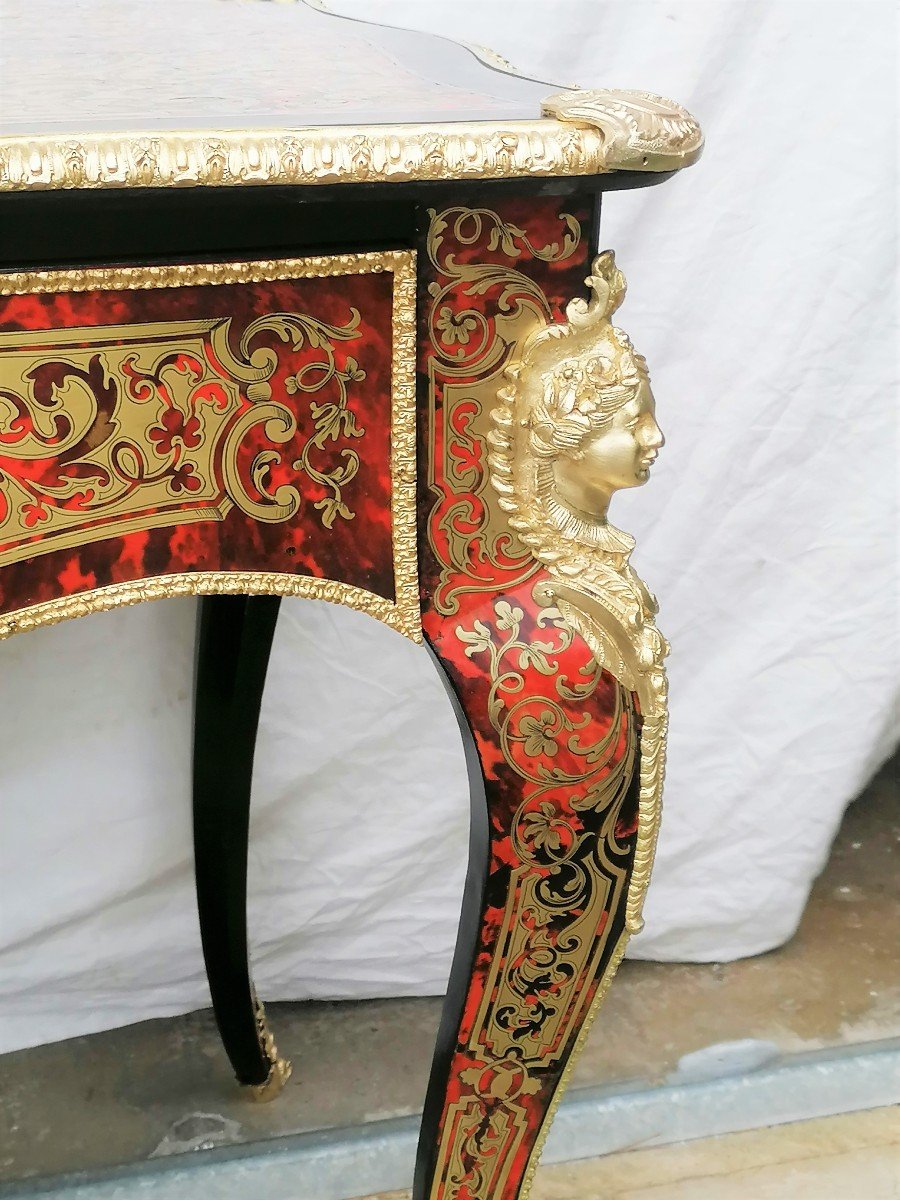 Louis XV Style Desk Boulle Marquetry Napoleon Napoleon III-photo-3