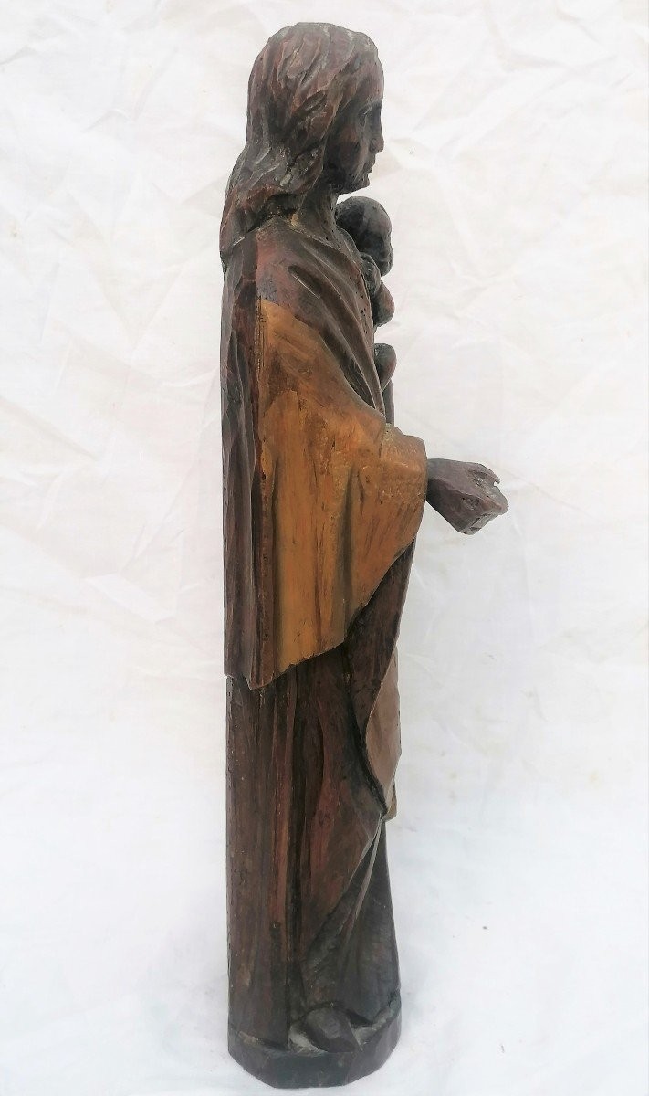 Virgin And Child, Carved Wood, 18th Century-photo-2