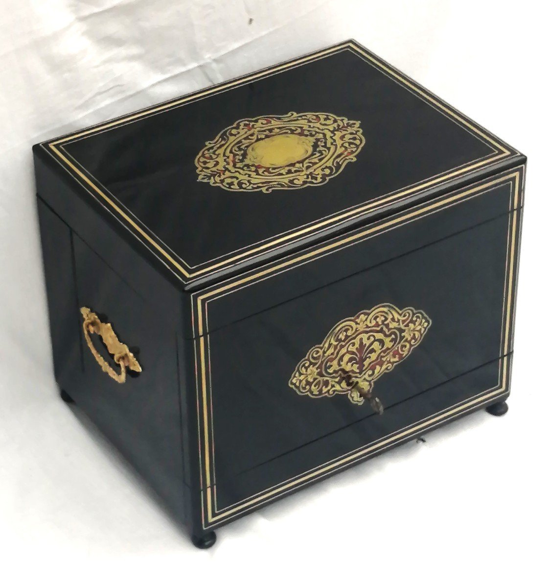 Boulle Marquetry Liqueur Cellar Napoleon Napoleon III Signed Tahan-photo-2